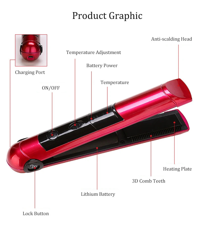 Rizador de pelo profesional recargable por USB 2 en 1