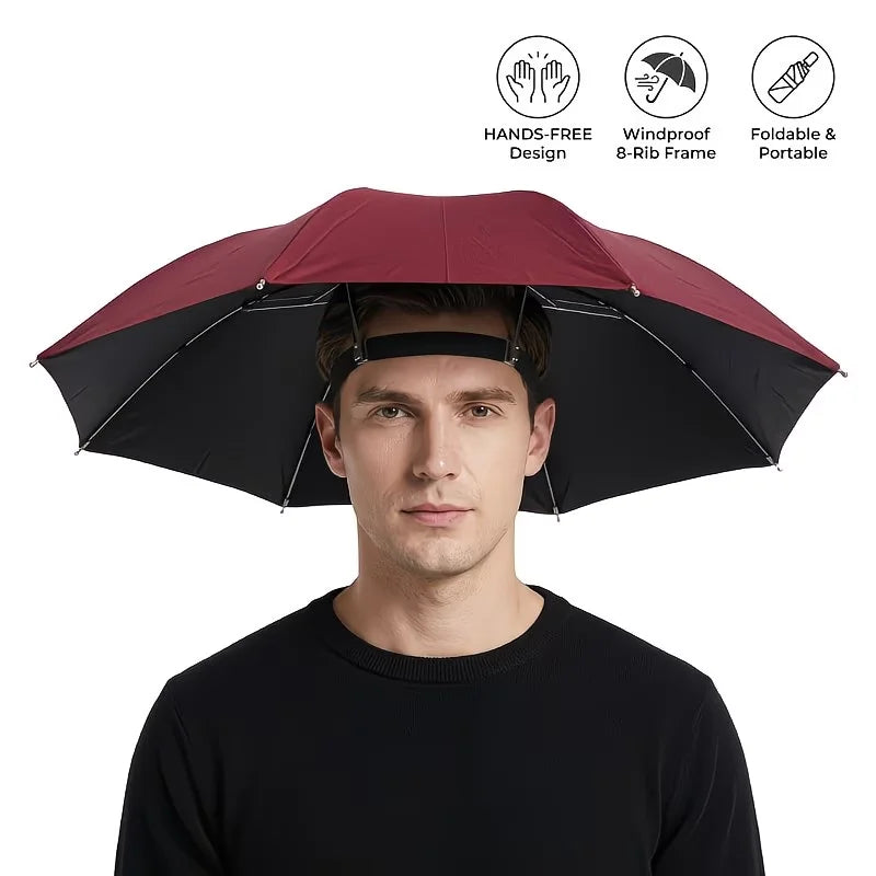 Sombrilla de Cabeza Manos Libres para Sol y Lluvia