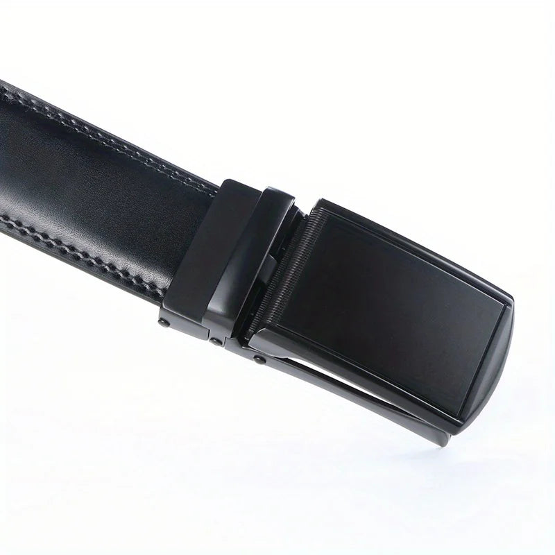 Cinturón de Piel Genuina para Hombre con Hebilla Automática Ajustable