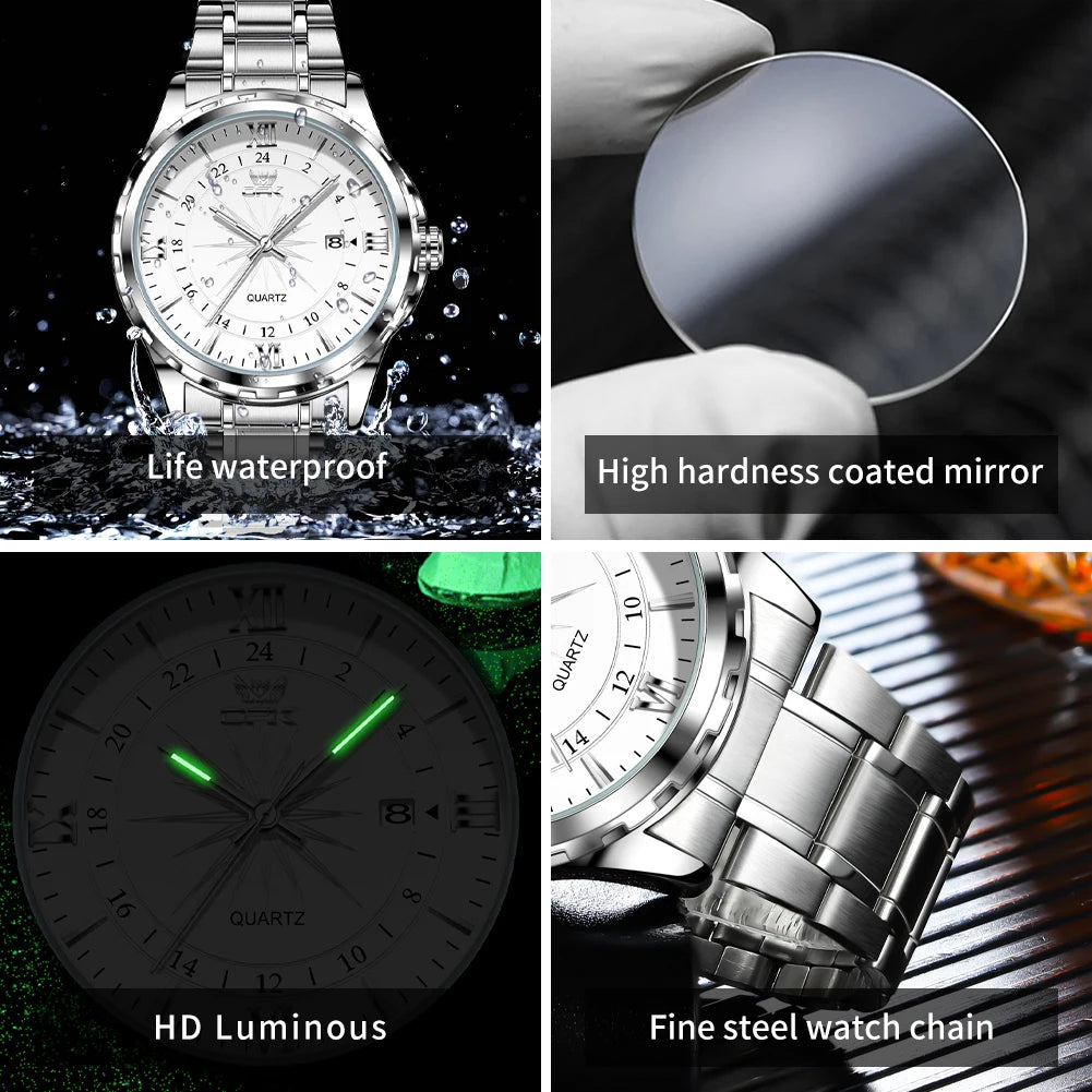 Reloj OPK para Hombre con Correa de Acero y Calendario Dual