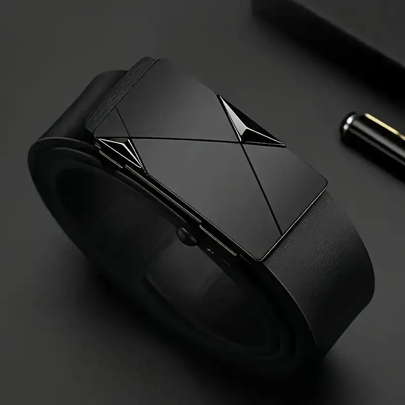 Cinturón Ejecutivo para Hombre con Hebilla Automática de Lujo