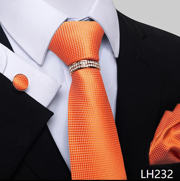 Set de Corbata Azul de Lujo para Hombre con Pañuelo y Mancuernillas