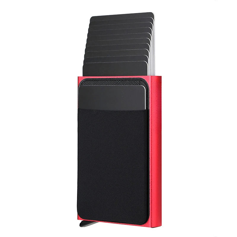 funda con tarjetero de empuje lateral para tarjetas