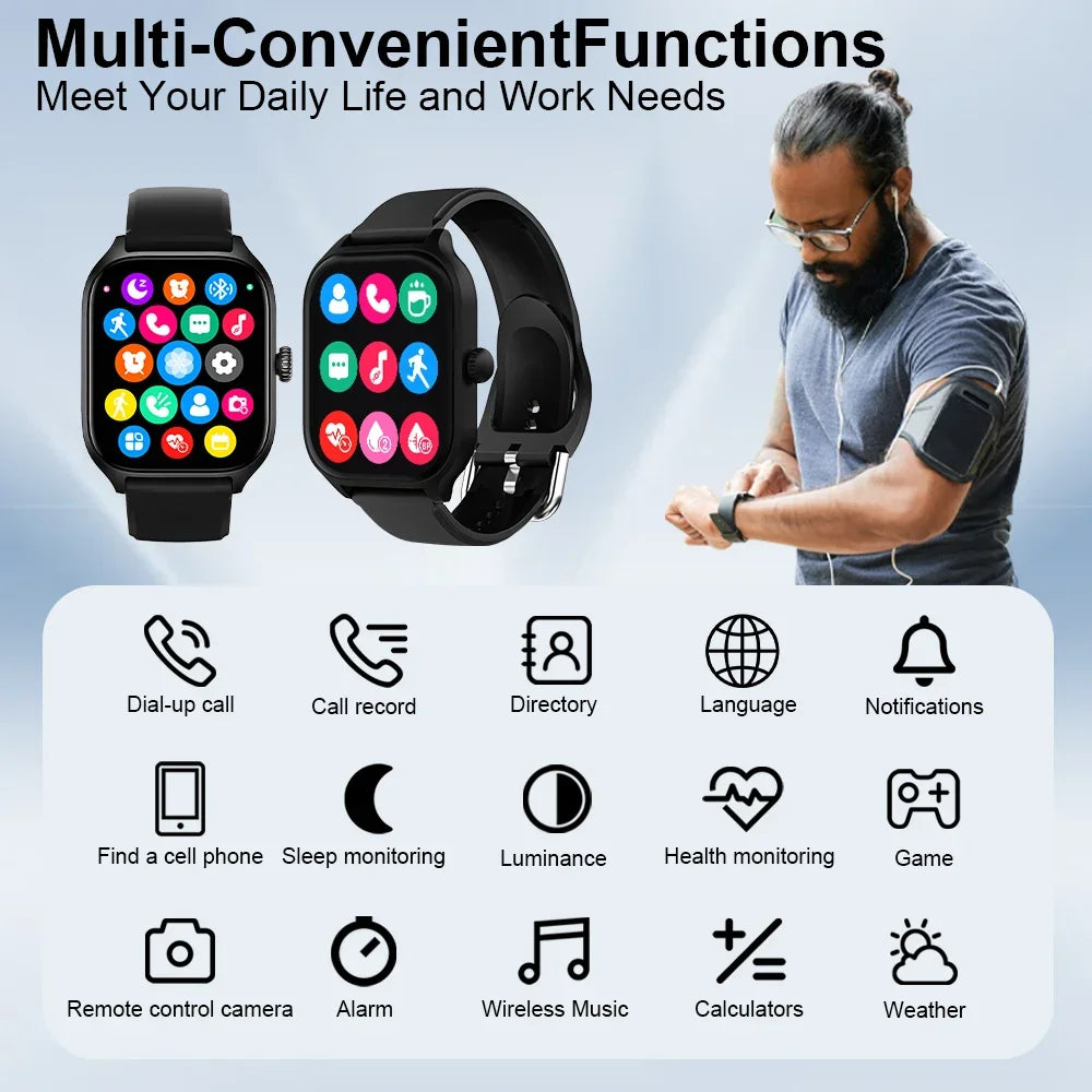 Smartwatch 2026 con Pantalla HD Full Touch y Bluetooth para Hombre y Mujer