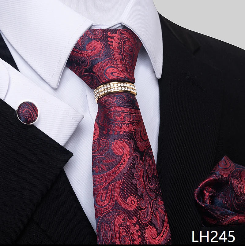 Set de Corbata Azul de Lujo para Hombre con Pañuelo y Mancuernillas