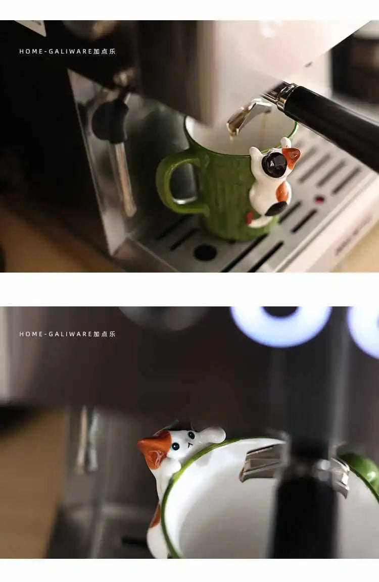 Taza de cerámica de gatito kawai