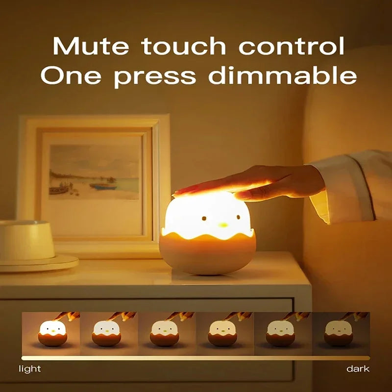 Luz Led nocturna táctil para niños, pollito kawai