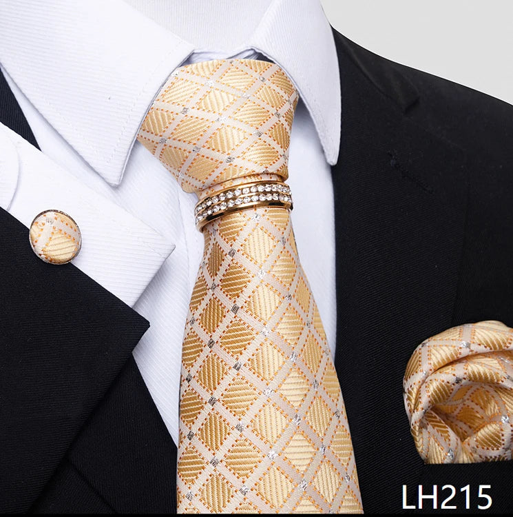 Set de Corbata Azul de Lujo para Hombre con Pañuelo y Mancuernillas
