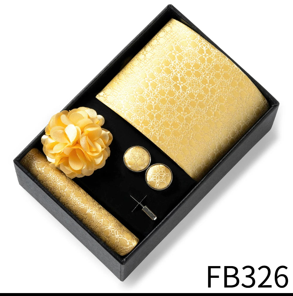 Set de Corbata Dorada de Lujo para Hombre en Caja de Regalo Premium