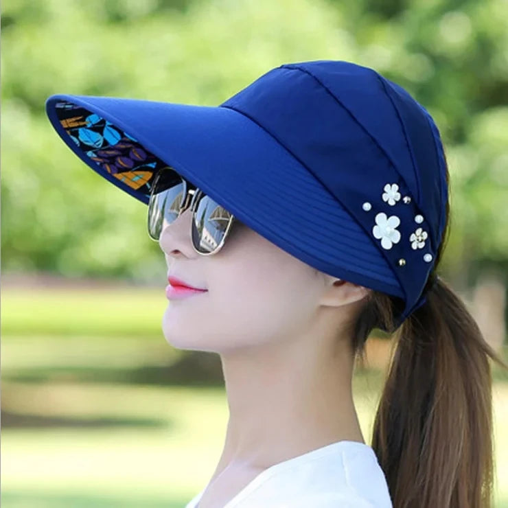 Sombrero de sol plegable de ala ancha de verano para mujer,