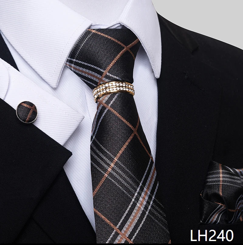 Set de Corbata Azul de Lujo para Hombre con Pañuelo y Mancuernillas