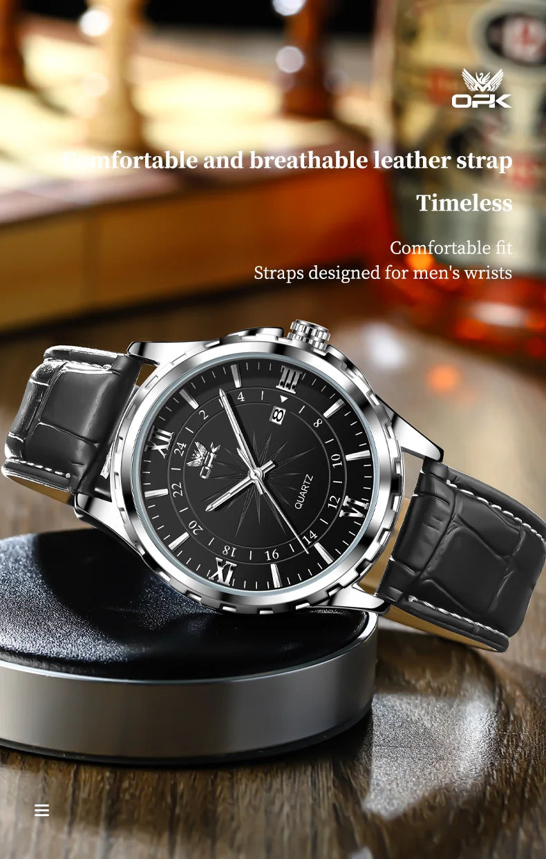 Reloj OPK para Hombre con Correa de Acero y Calendario Dual