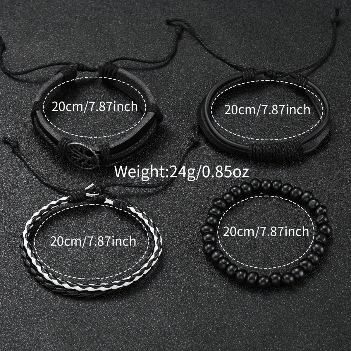 Set de Relojes para Hombre con Pulseras Vintage de Piel 4/5 Piezas