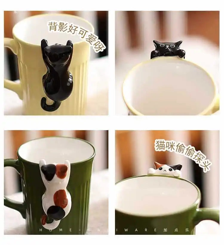 Taza de cerámica de gatito kawai