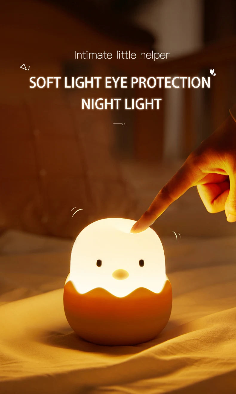Luz Led nocturna táctil para niños, pollito kawai