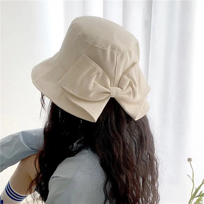 Sombrero de cubo con lazo grande para mujer,