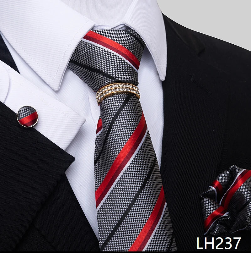 Set de Corbata Azul de Lujo para Hombre con Pañuelo y Mancuernillas