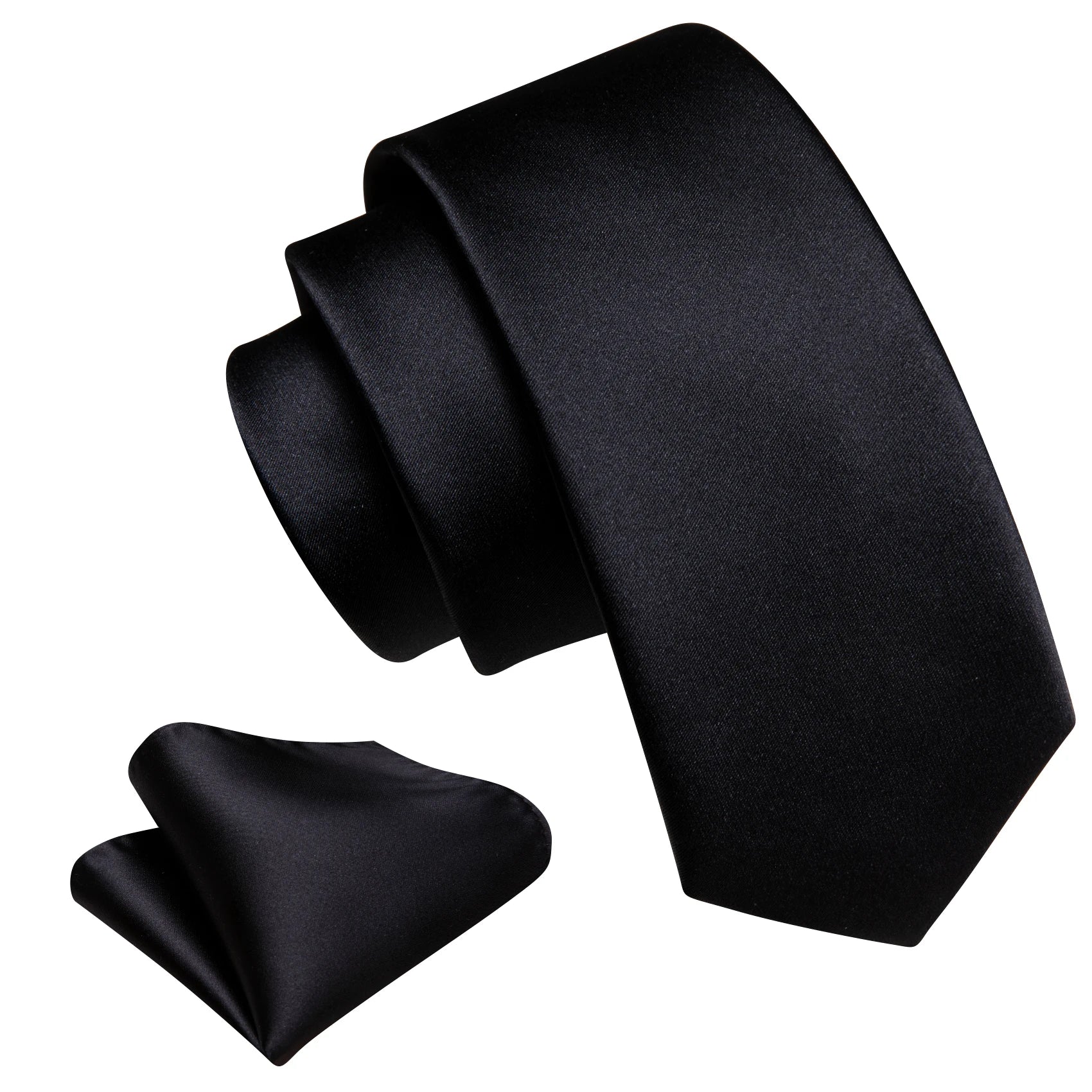 Set de Corbata Negra Elegante para Hombre con Mancuernillas y Pañuelo