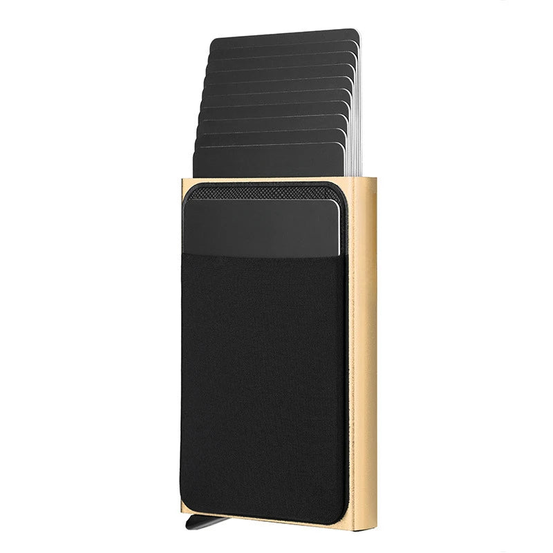 funda con tarjetero de empuje lateral para tarjetas