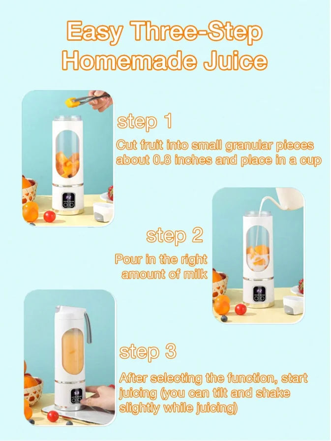Minilicuadora y extractor de jugo portátil recargable por USB