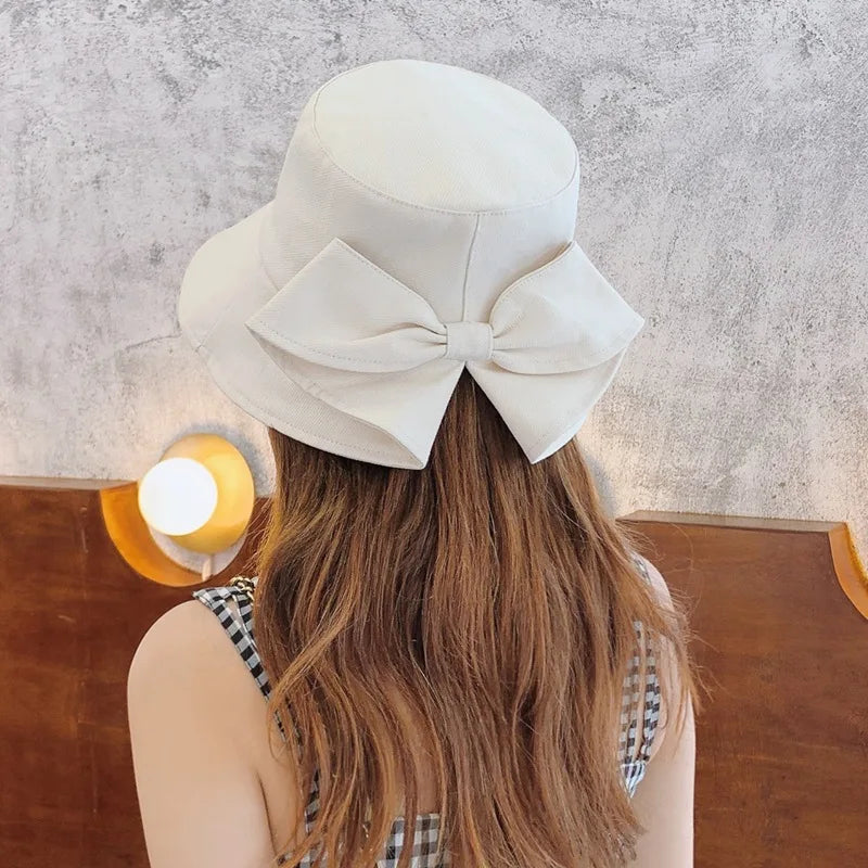 Sombrero de cubo con lazo grande para mujer,