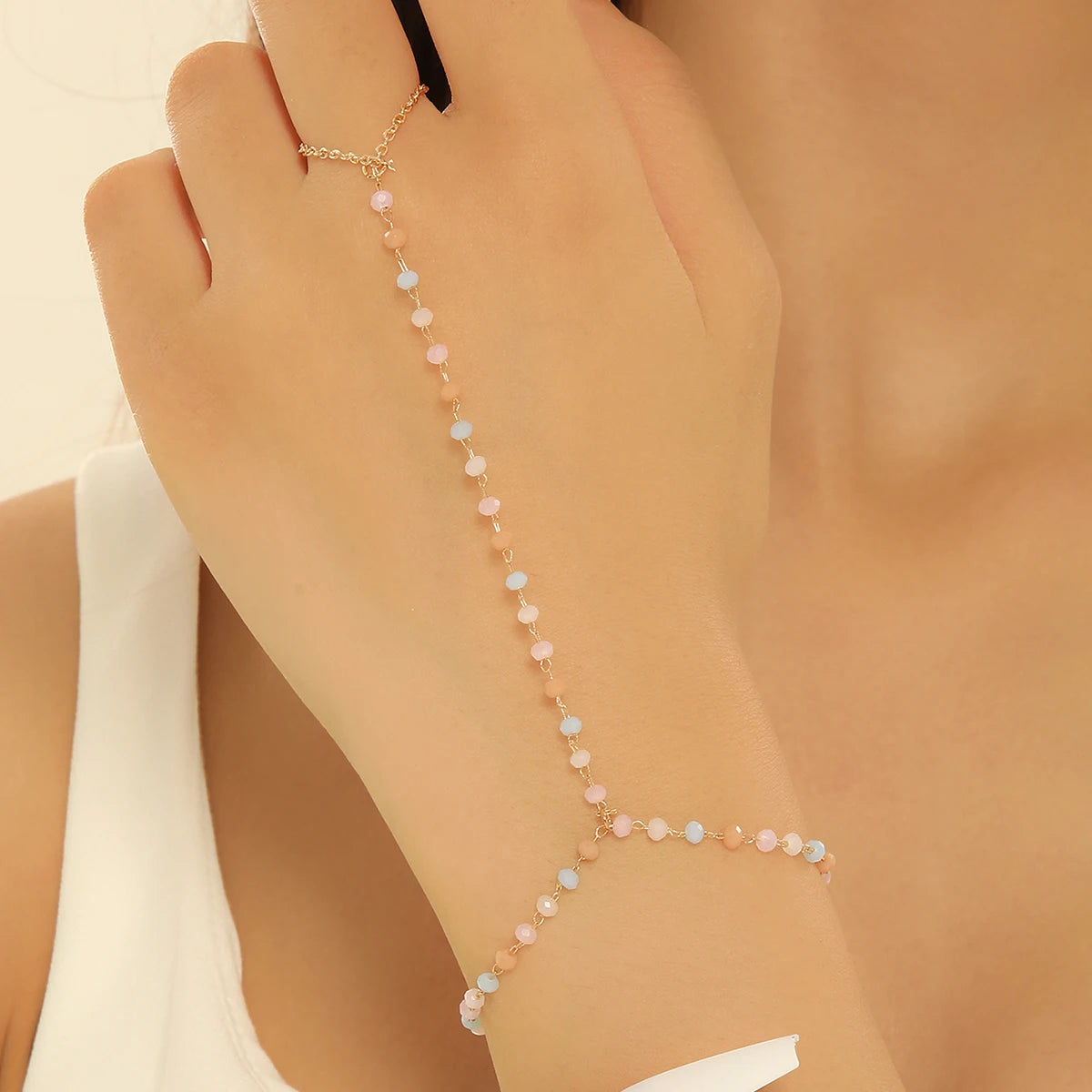 Pulsera Bohemia de Cristal Azul Vintage para Mujer