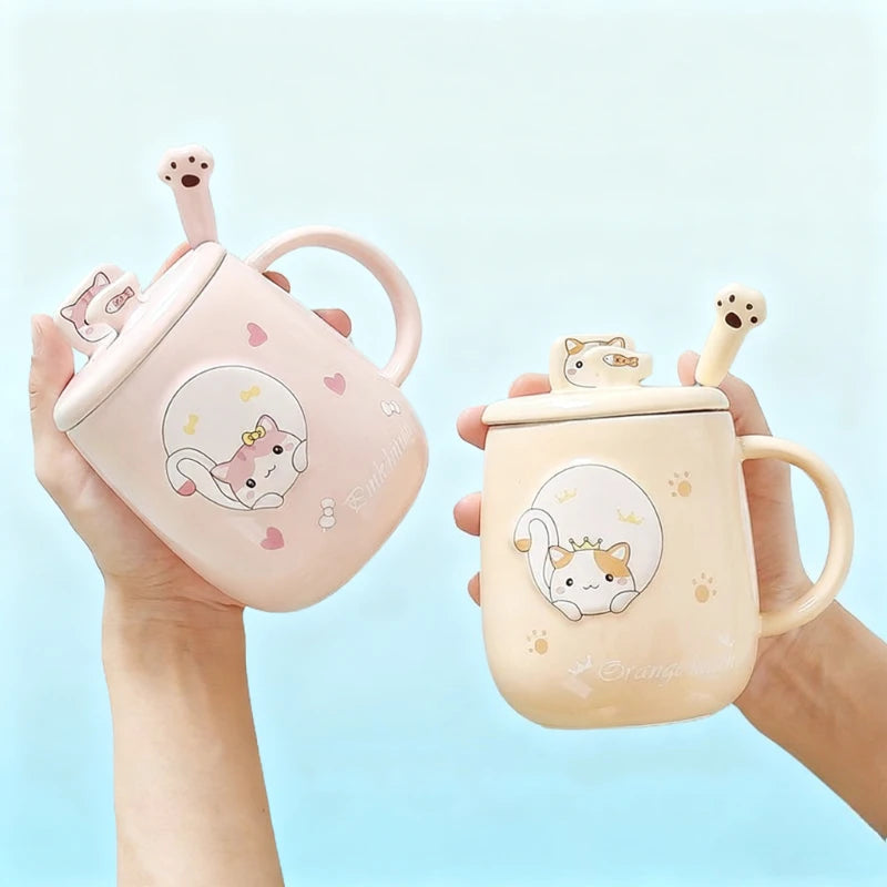 Taza de gatito con tapa y cuchara