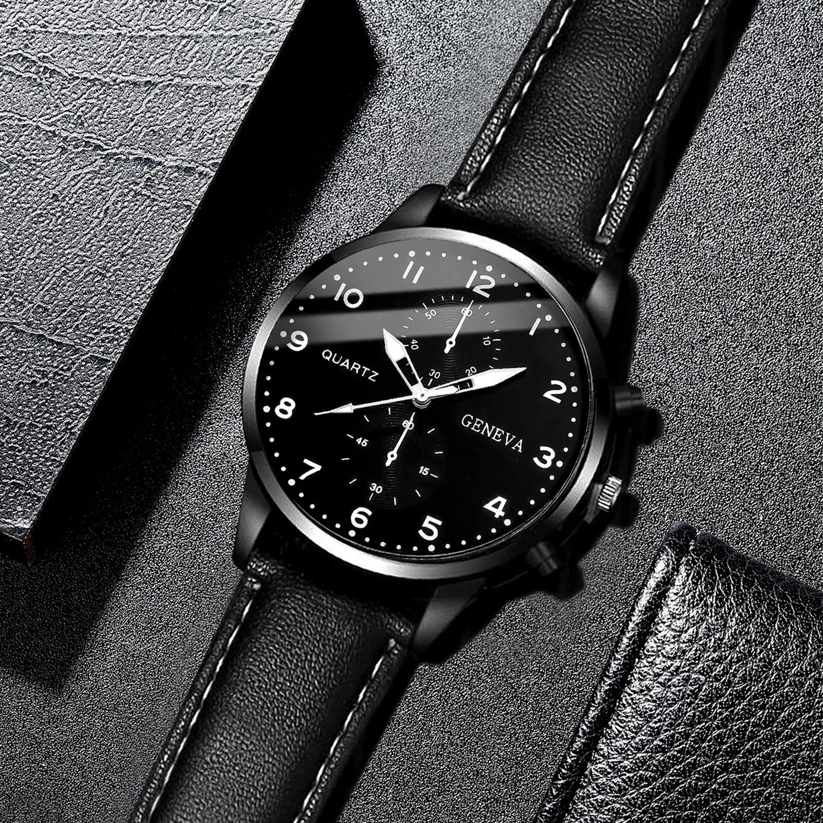 Set de Relojes para Hombre con Pulseras Vintage de Piel 4/5 Piezas