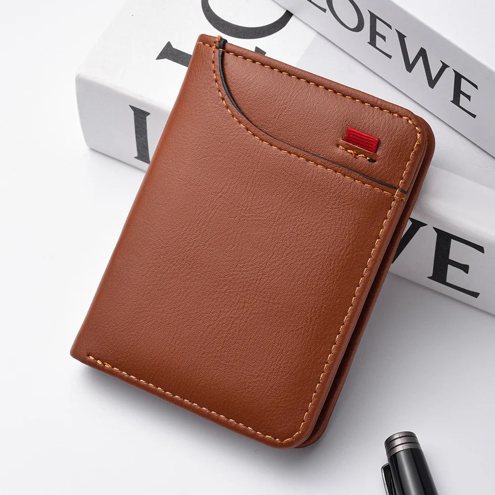 Mini billetera ultra fina de cuero, suave para tarjetas de crédito