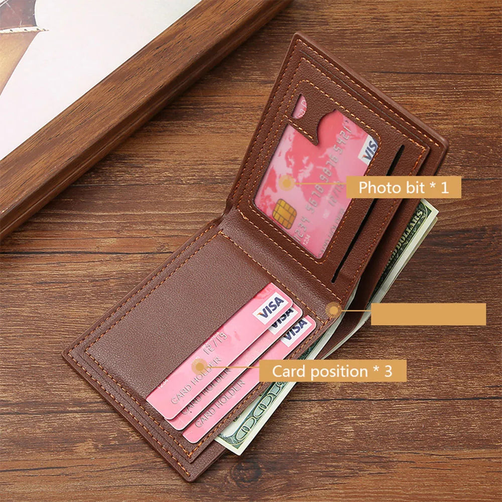Clip de tarjeta de cuero con textura Lychee para hombre