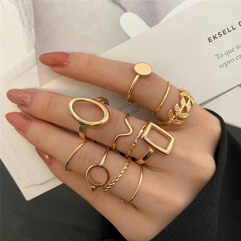 Conjunto de anillos de cristal de Color plateado para mujer