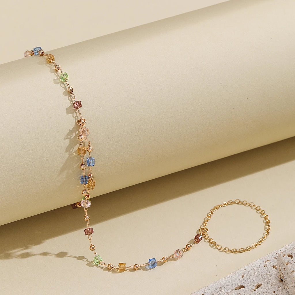 Pulsera Bohemia de Cristal Azul Vintage para Mujer