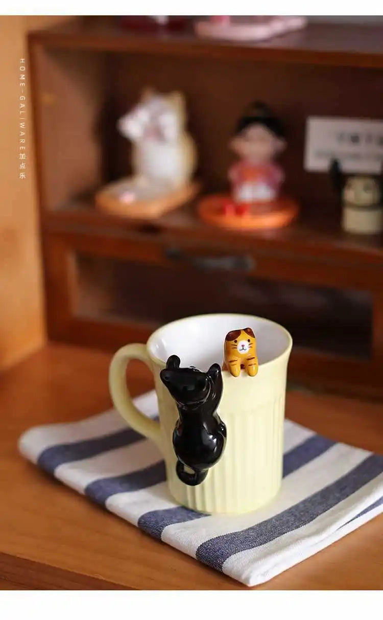 Taza de cerámica de gatito kawai
