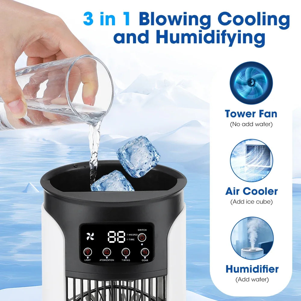 Ventilador doméstico 3 en 1, aire acondicionado portátil, y enfriador de aire de 6 velocidades