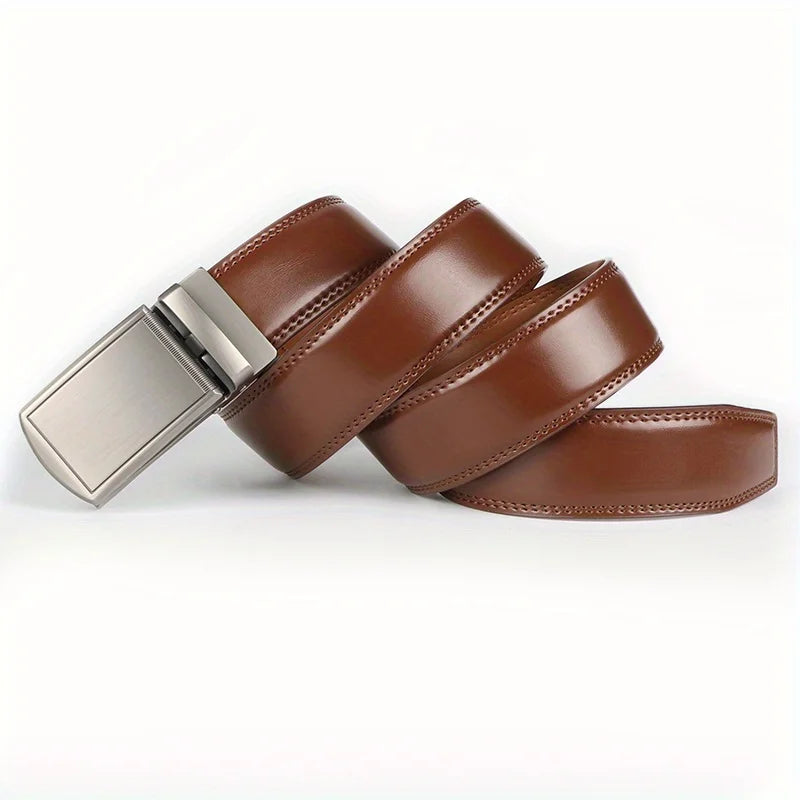 Cinturón de Piel Genuina para Hombre con Hebilla Automática Ajustable