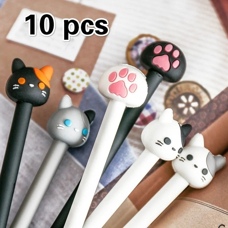 Set 10 Plumas de Gel de Gato Kawaii