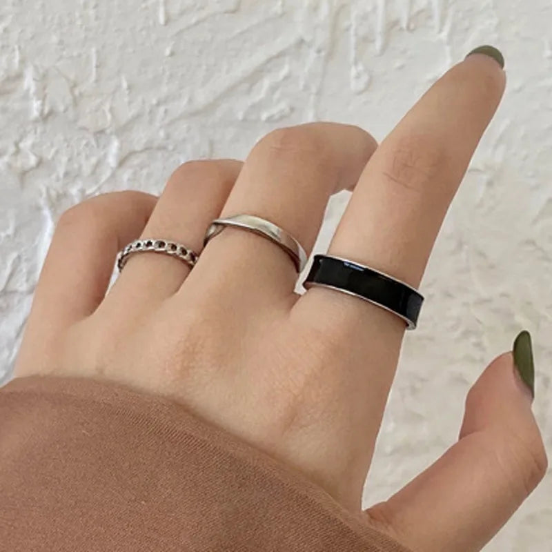 Conjunto de anillos de cristal de Color plateado para mujer
