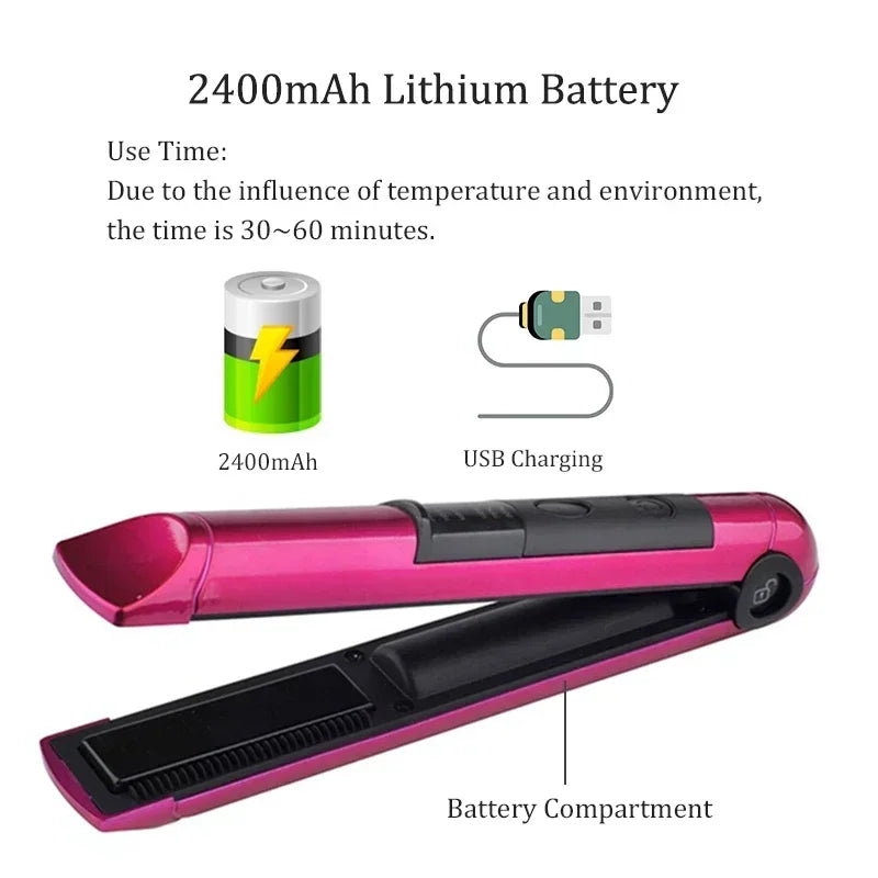Rizador de pelo profesional recargable por USB 2 en 1