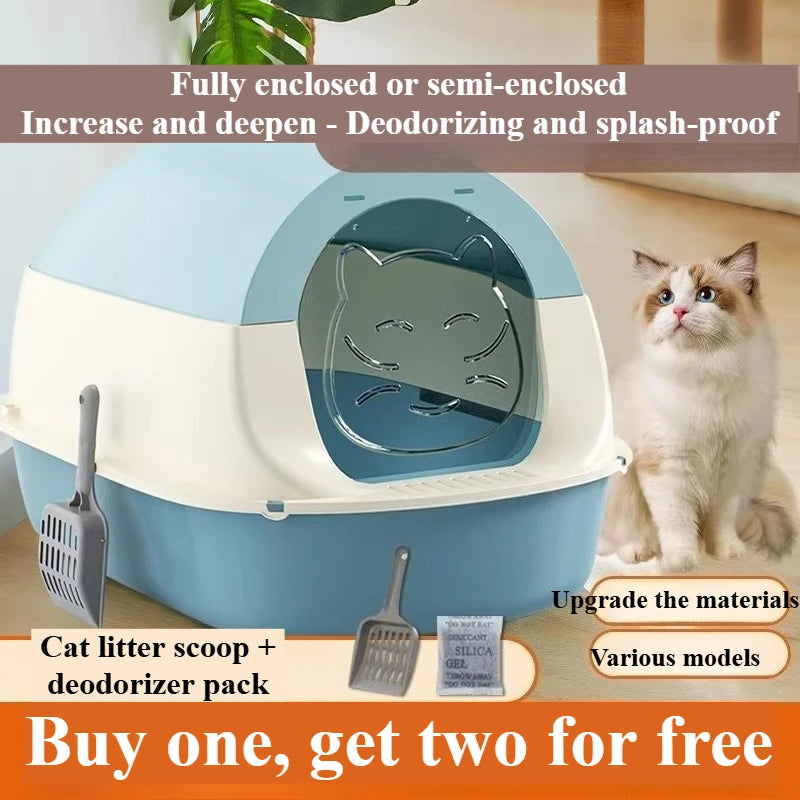Caja de arena para gatos totalmente cerrada