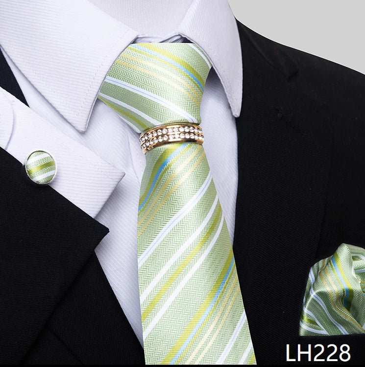 Set de Corbata Azul de Lujo para Hombre con Pañuelo y Mancuernillas
