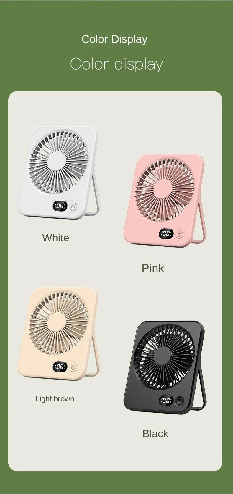 Ventilador de Escritorio Portátil, Ventilador Recargable USB 180 °