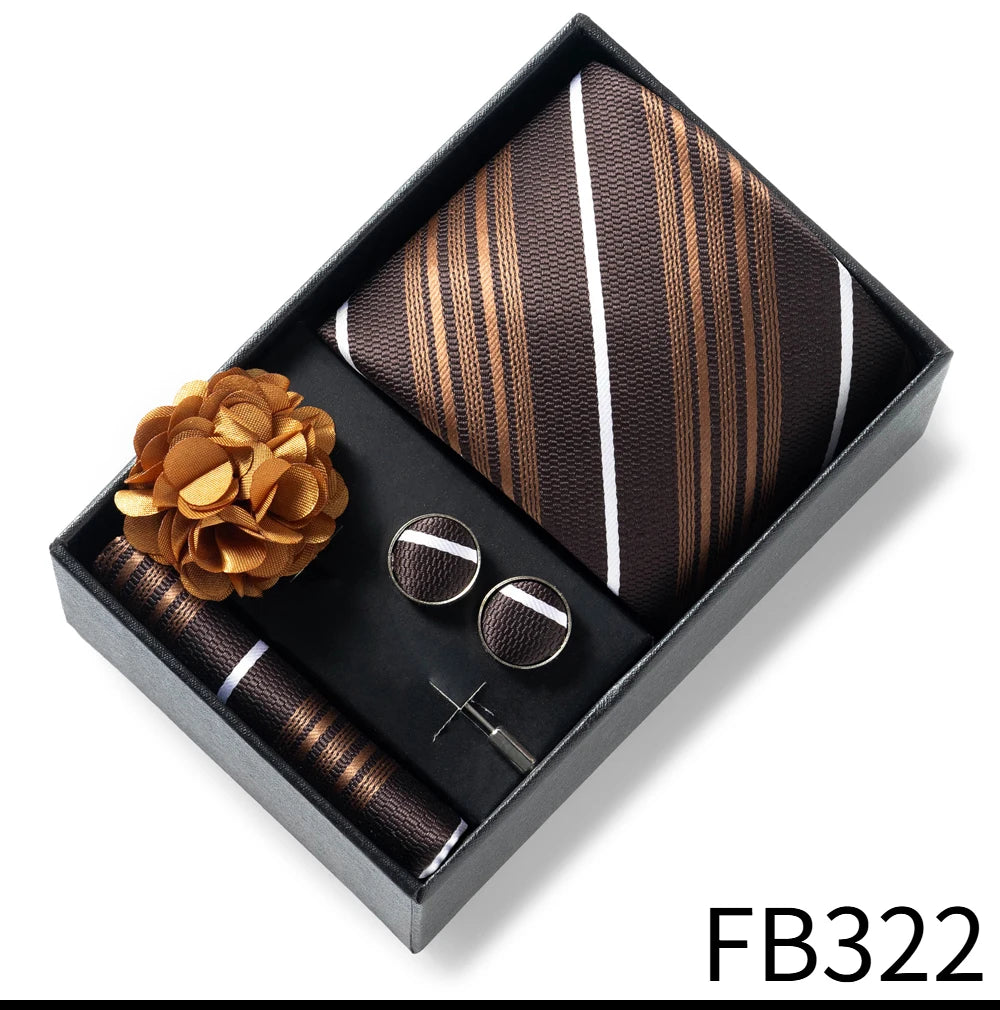 Set de Corbata Dorada de Lujo para Hombre en Caja de Regalo Premium
