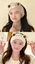 Diadema de spa facial de lana de coral de oso