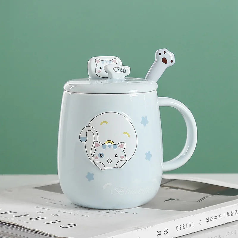 Taza de gatito con tapa y cuchara