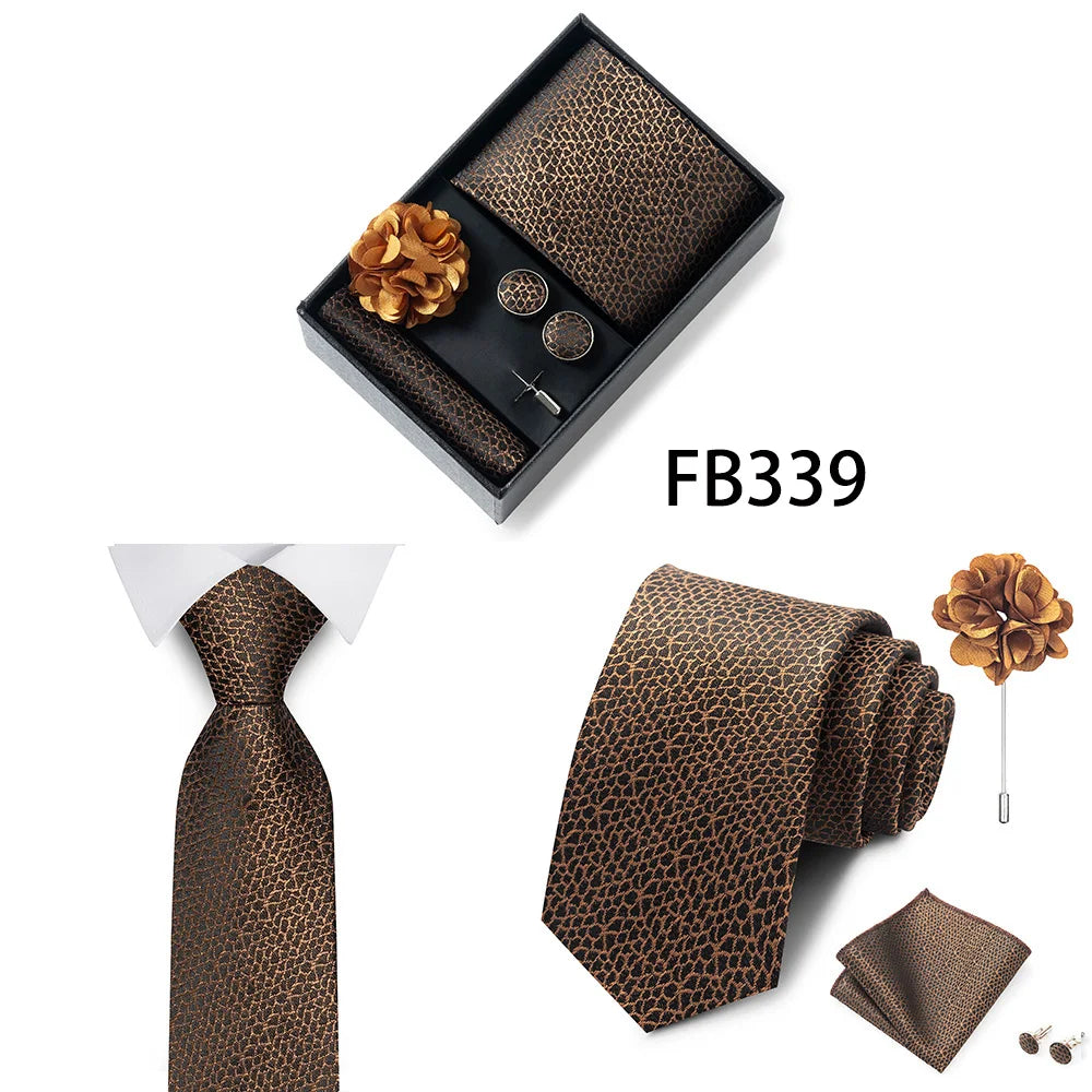 Set de Corbata Dorada de Lujo para Hombre en Caja de Regalo Premium