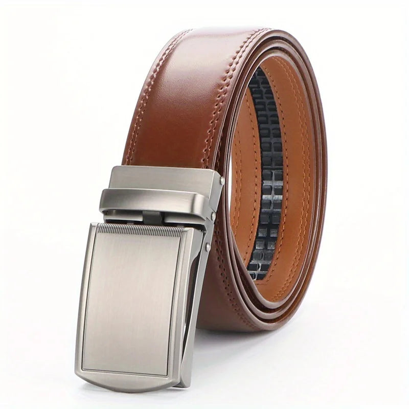 Cinturón de Piel Genuina para Hombre con Hebilla Automática Ajustable