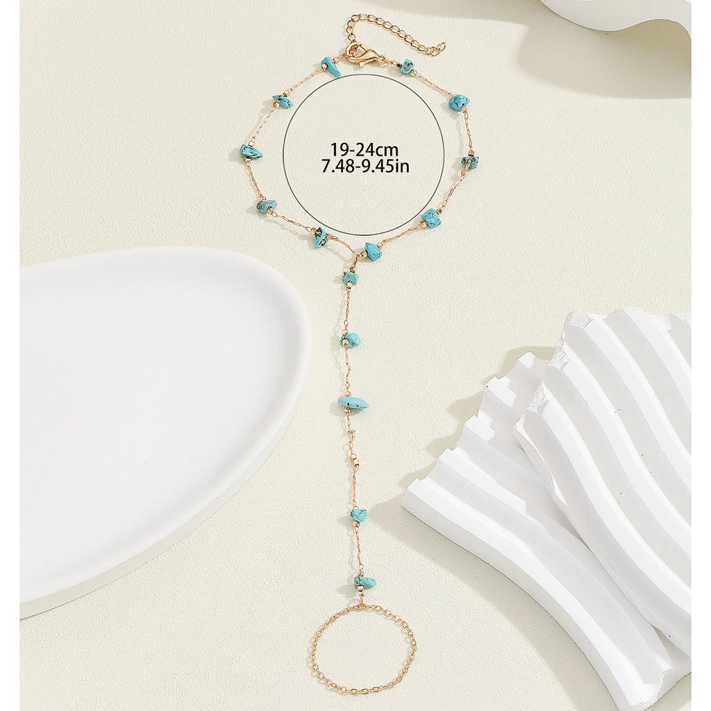 Pulsera Bohemia de Cristal Azul Vintage para Mujer