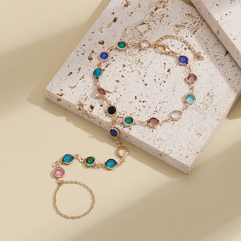 Pulsera Bohemia de Cristal Azul Vintage para Mujer