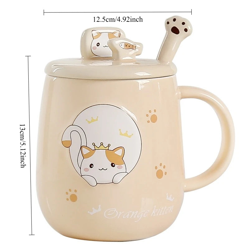 Taza de gatito con tapa y cuchara