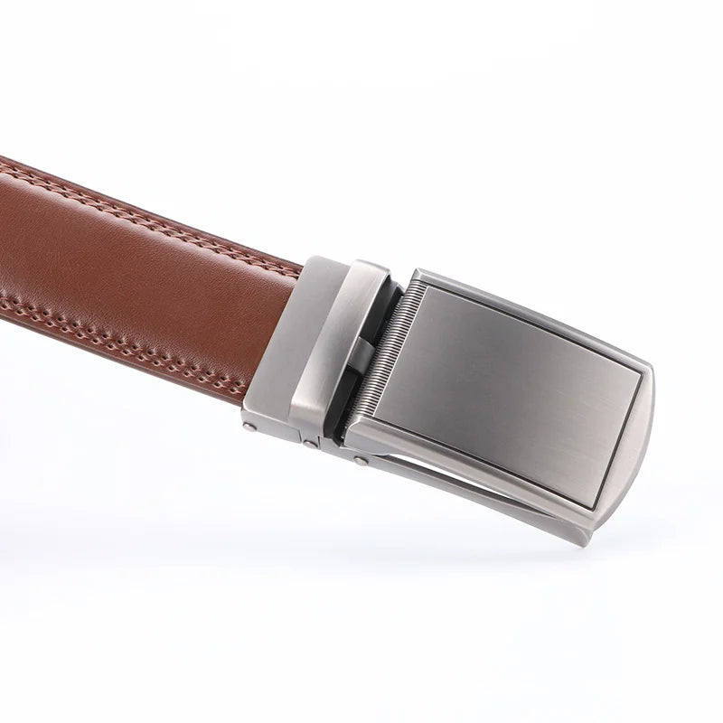 Cinturón de Piel Genuina para Hombre con Hebilla Automática Ajustable
